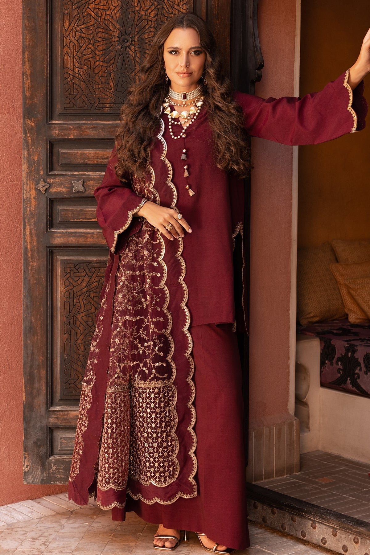 Charizma | Festive Pret | CMA - 5 - 138 MM - is Maroon dress from Charizma - Ladies Clothes - Maria Faisal