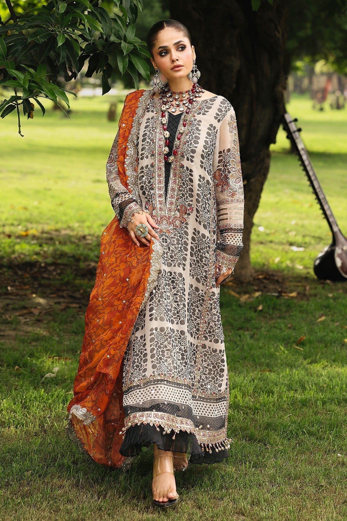 Charizma | Vasal Chiffon 25 | SL25 - 30 E - is Ivory dress from Charizma - Ladies Clothes - Maria Faisal