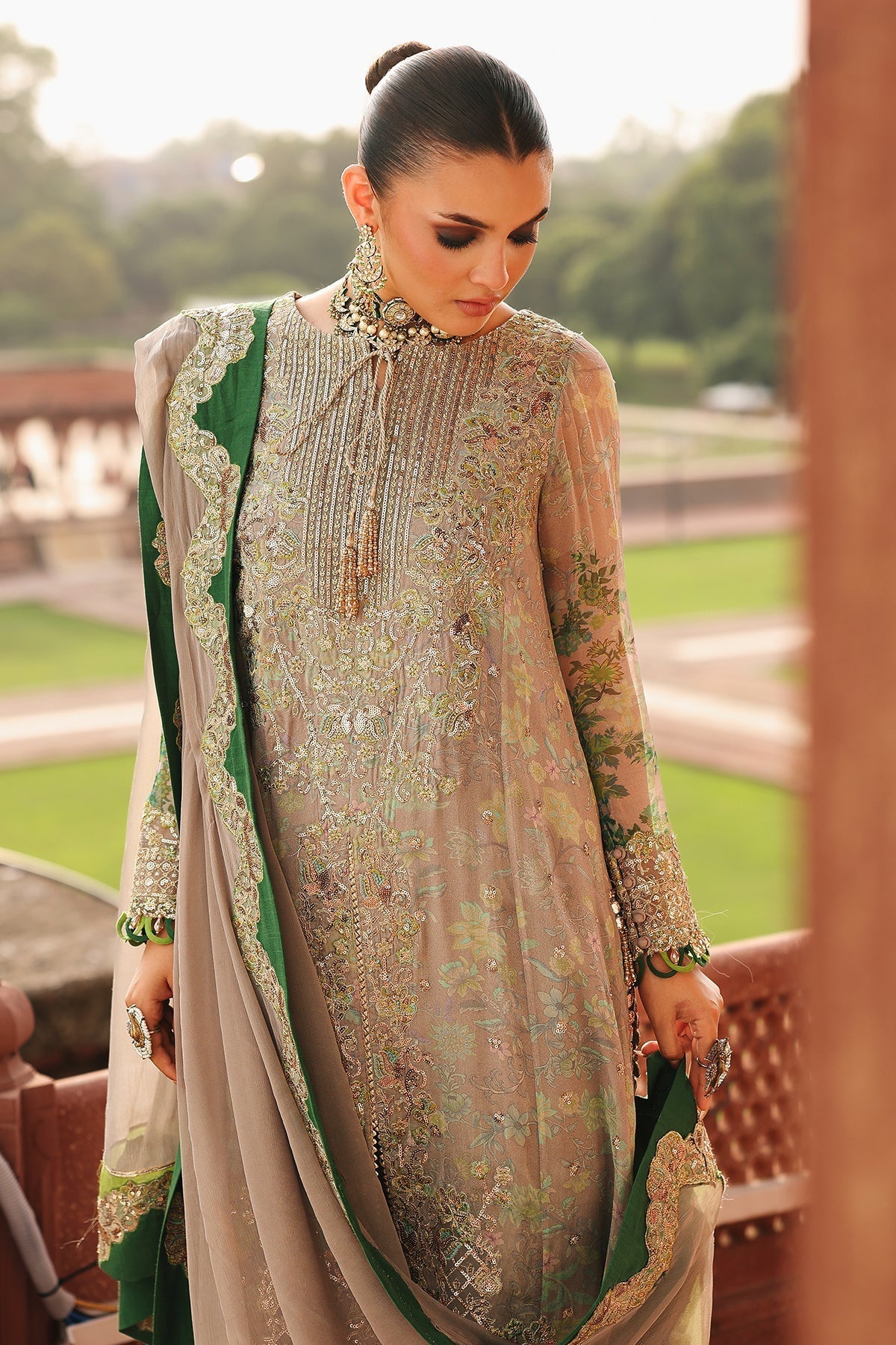 Charizma | Vasal Chiffon 25 | VSL25 - 23 D - is Beige dress from Charizma - Ladies Clothes - Maria Faisal