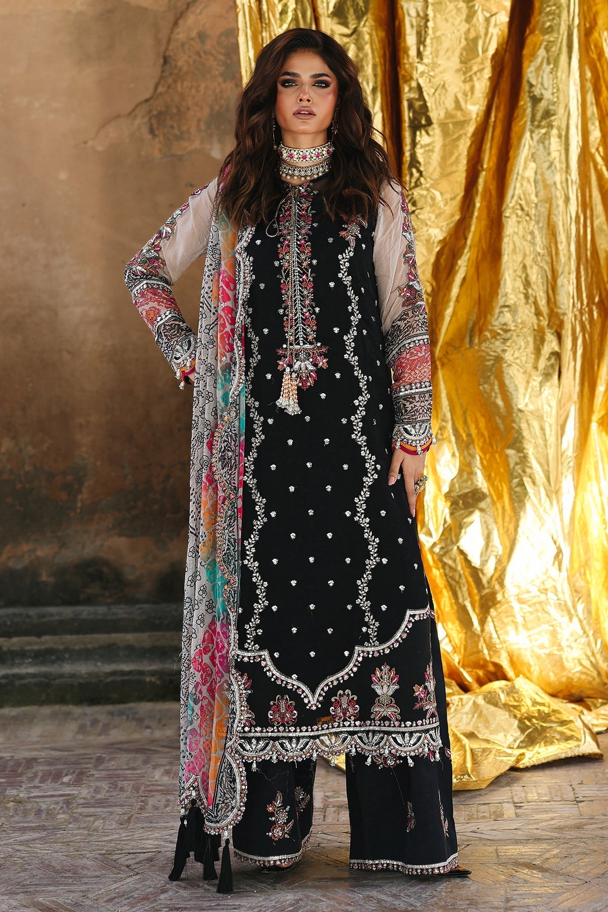 Charizma | Vasal Chiffon 25 | VSL25 - 24 C - is Black dress from Charizma - Ladies Clothes - Maria Faisal