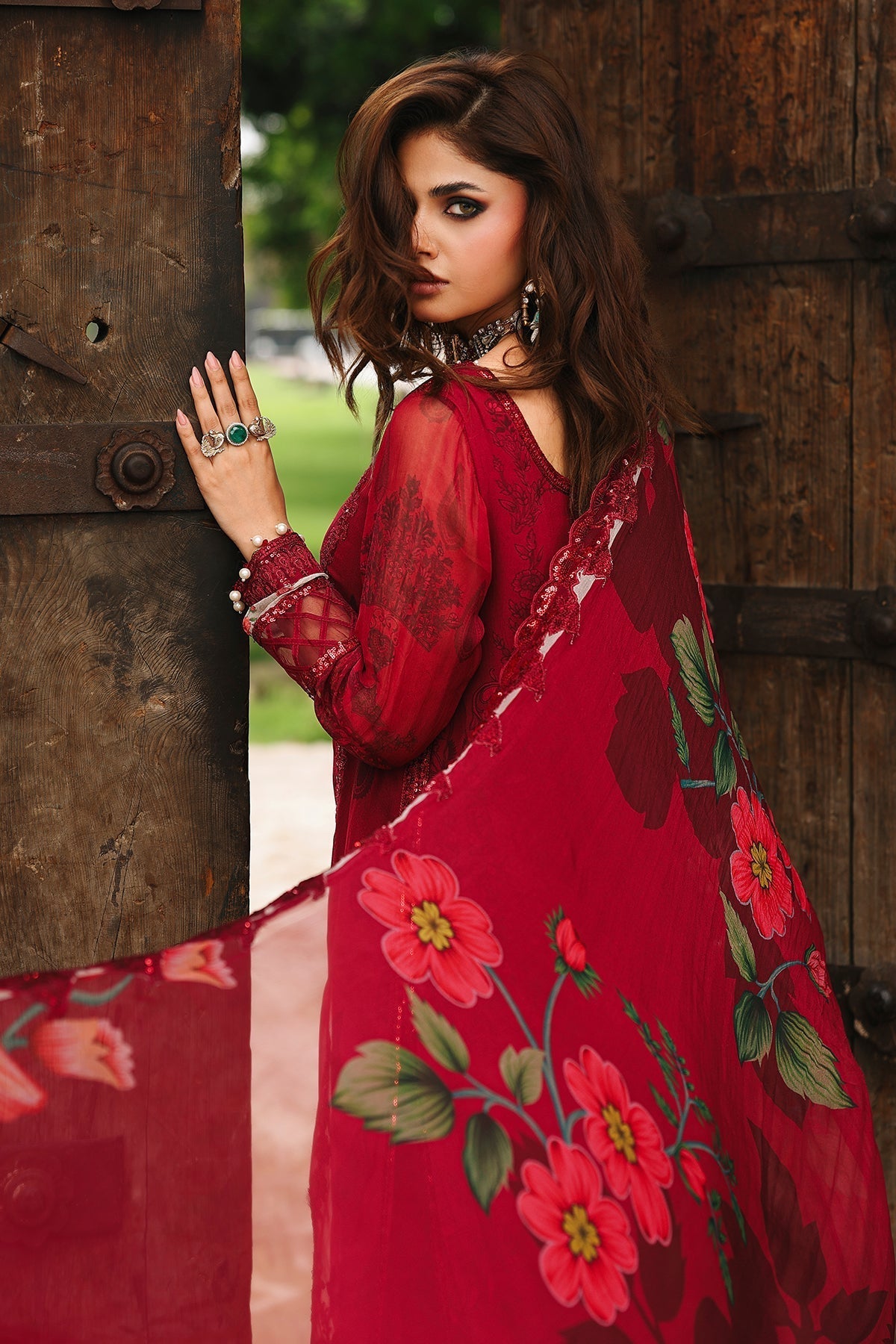 Charizma | Vasal Chiffon 25 | VSL25 - 25 G - is Redish Pink dress from Charizma - Ladies Clothes - Maria Faisal