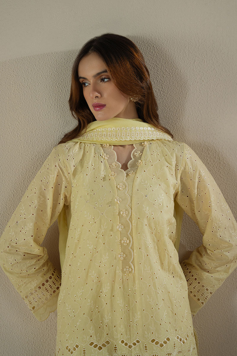 Cross Stitch | Chikankari Lawn 25 | LEMON ZEST - Ladies Clothes 