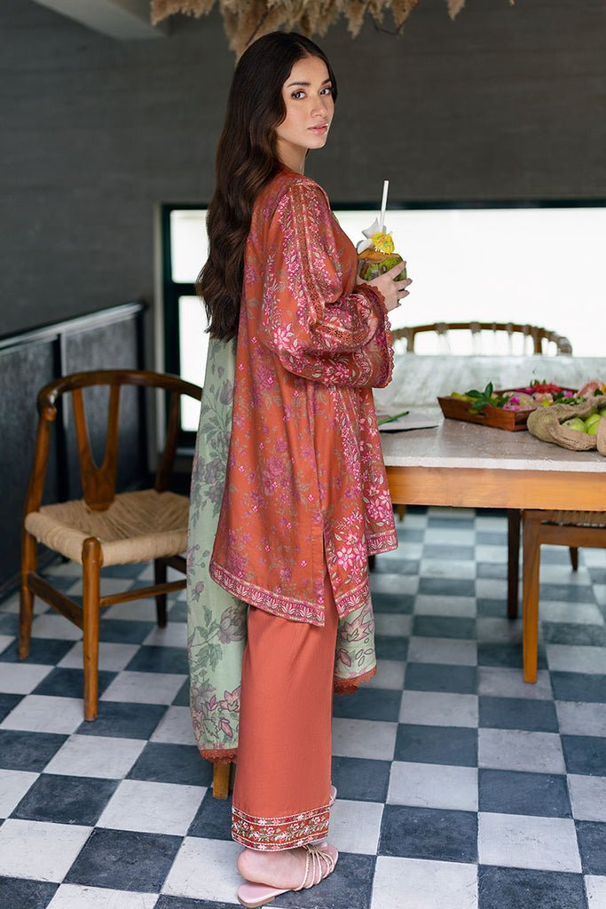 Cross Stitch | Cotton Satin 25 | AUTUMN GLAZE - is Coral dress from Cross Stitch - Ladies Clothes - Maria Faisal