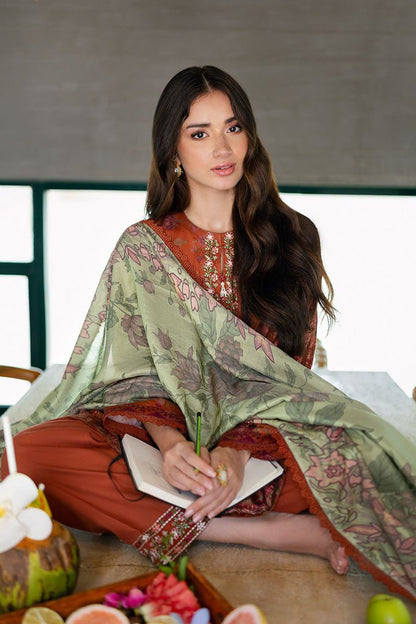 Cross Stitch | Cotton Satin 25 | AUTUMN GLAZE - is Coral dress from Cross Stitch - Ladies Clothes - Maria Faisal