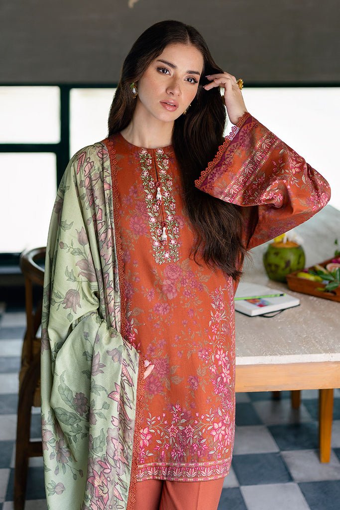 Cross Stitch | Cotton Satin 25 | AUTUMN GLAZE - is Coral dress from Cross Stitch - Ladies Clothes - Maria Faisal