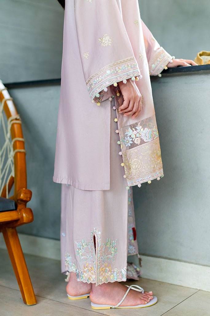 Cross Stitch | Cotton Satin 25 | BLOSSOM TINT - is Soft Lilac dress from Cross Stitch - Ladies Clothes - Maria Faisal