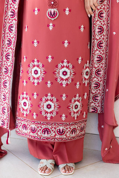 Cross Stitch | Cotton Satin 25 | DUSTY SUNSET - is Coral Red dress from Cross Stitch - Ladies Clothes - Maria Faisal