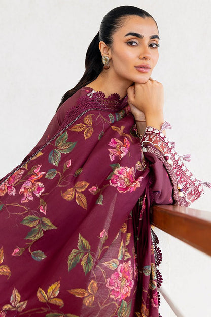 Cross Stitch | Cotton Satin 25 | FLORAL MUSE - is Maroon dress from Cross Stitch - Ladies Clothes - Maria Faisal