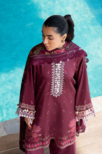 Cross Stitch | Cotton Satin 25 | FLORAL MUSE - is Maroon dress from Cross Stitch - Ladies Clothes - Maria Faisal