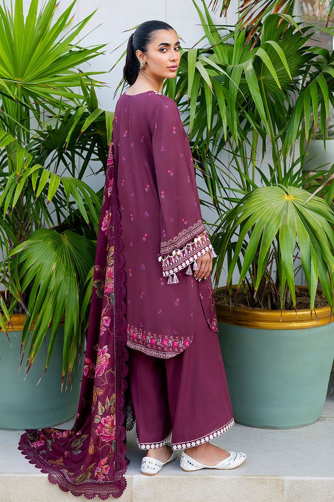 Cross Stitch | Cotton Satin 25 | FLORAL MUSE - is Maroon dress from Cross Stitch - Ladies Clothes - Maria Faisal