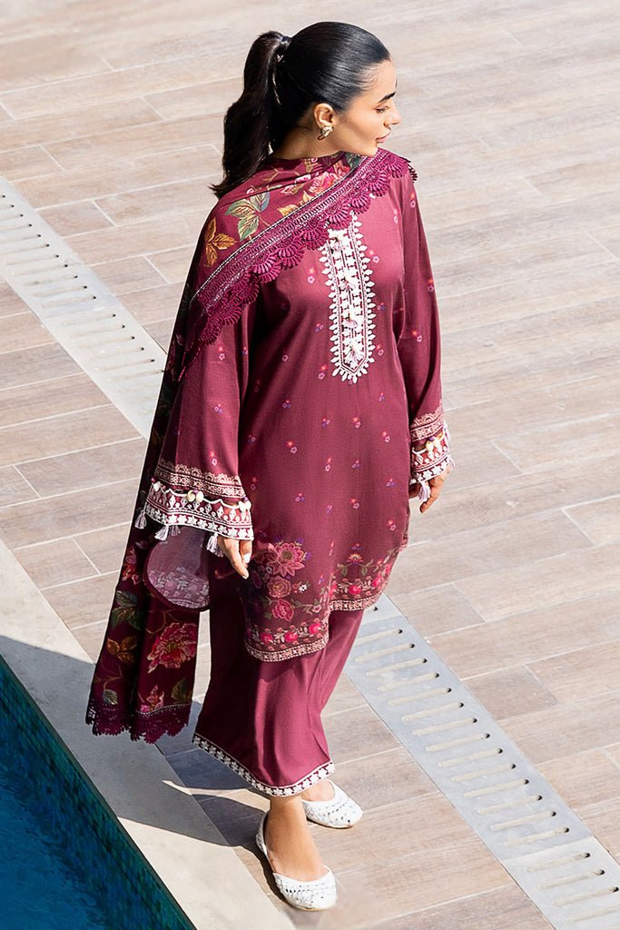 Cross Stitch | Cotton Satin 25 | FLORAL MUSE - is Maroon dress from Cross Stitch - Ladies Clothes - Maria Faisal