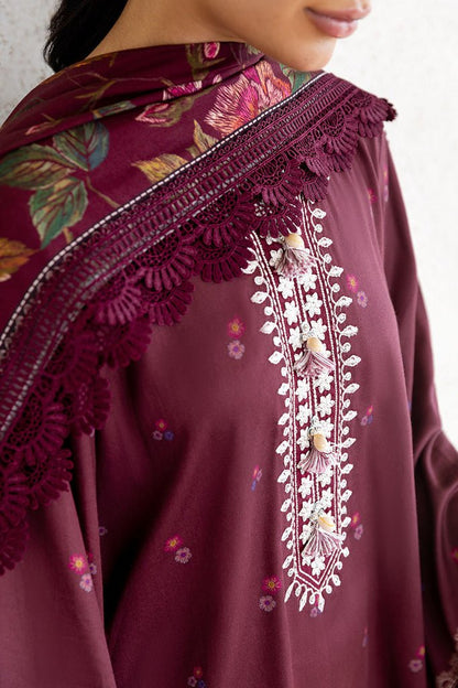 Cross Stitch | Cotton Satin 25 | FLORAL MUSE - is Maroon dress from Cross Stitch - Ladies Clothes - Maria Faisal