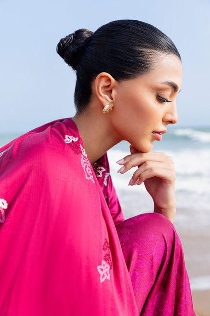 Cross Stitch | Cotton Satin 25 |FLORID ZEAL - is Magenta dress from Cross Stitch - Ladies Clothes - Maria Faisal