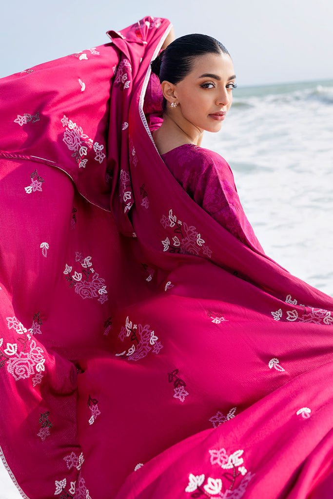 Cross Stitch | Cotton Satin 25 |FLORID ZEAL - is Magenta dress from Cross Stitch - Ladies Clothes - Maria Faisal