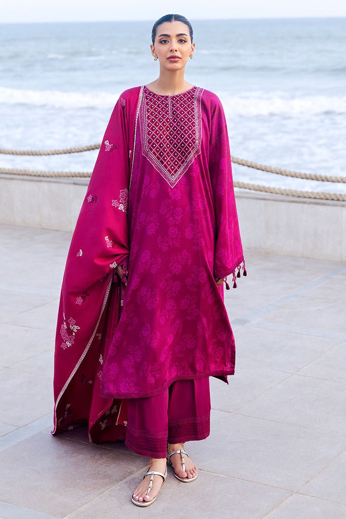 Cross Stitch | Cotton Satin 25 |FLORID ZEAL - is Magenta dress from Cross Stitch - Ladies Clothes - Maria Faisal