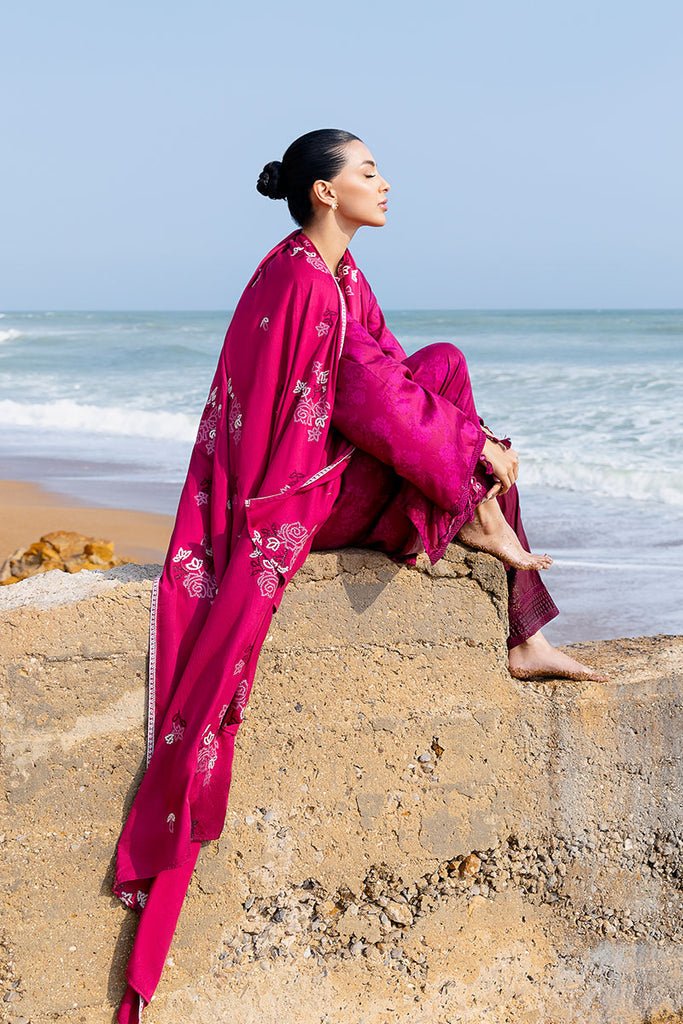 Cross Stitch | Cotton Satin 25 |FLORID ZEAL - is Magenta dress from Cross Stitch - Ladies Clothes - Maria Faisal