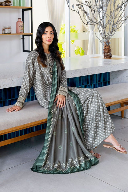 Cross Stitch | Cotton Satin 25 | FOREST MIST - is Gray dress from Cross Stitch - Ladies Clothes - Maria Faisal
