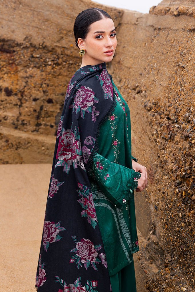 Cross Stitch | Cotton Satin 25 | GARLAND WHISPER - is Emerald Green dress from Cross Stitch - Ladies Clothes - Maria Faisal