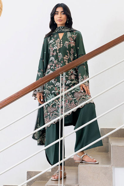 Cross Stitch | Cotton Satin 25 | GREEN ORNATE - is Dark Teal Green dress from Cross Stitch - Ladies Clothes - Maria Faisal