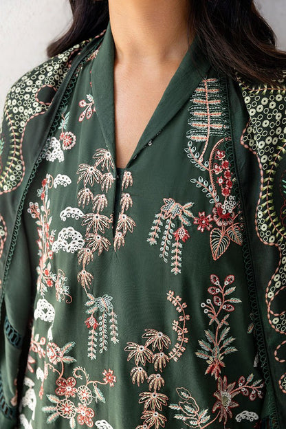 Cross Stitch | Cotton Satin 25 | GREEN ORNATE - is Dark Teal Green dress from Cross Stitch - Ladies Clothes - Maria Faisal