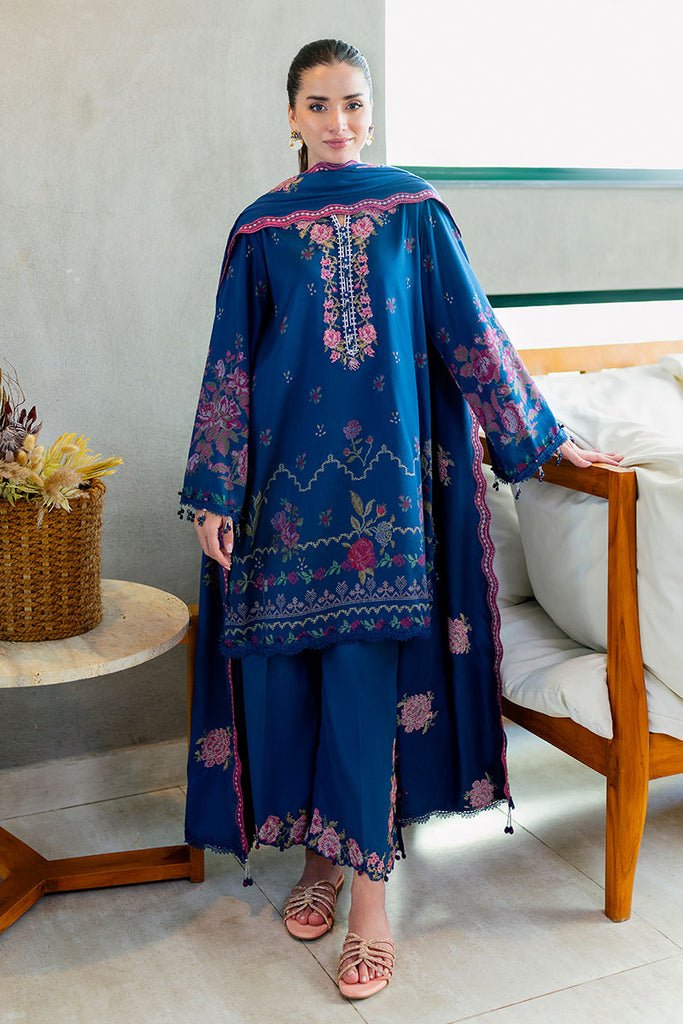 Cross Stitch | Cotton Satin 25 | INK BLOOM - is Blue dress from Cross Stitch - Ladies Clothes - Maria Faisal