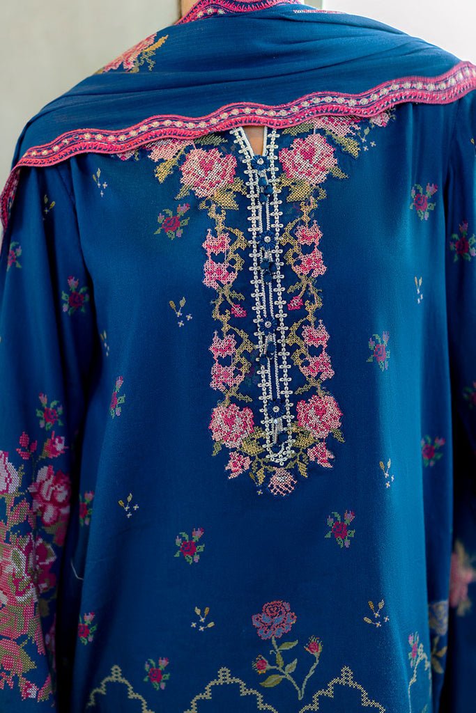 Cross Stitch | Cotton Satin 25 | INK BLOOM - is Blue dress from Cross Stitch - Ladies Clothes - Maria Faisal