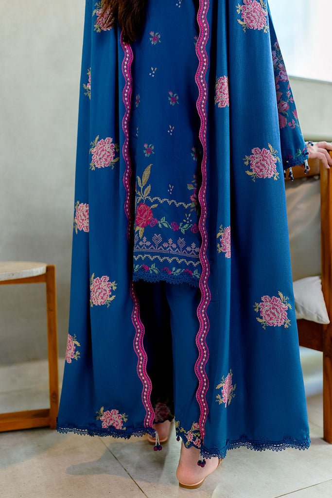 Cross Stitch | Cotton Satin 25 | INK BLOOM - is Blue dress from Cross Stitch - Ladies Clothes - Maria Faisal