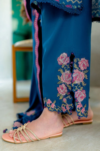 Cross Stitch | Cotton Satin 25 | INK BLOOM - is Blue dress from Cross Stitch - Ladies Clothes - Maria Faisal