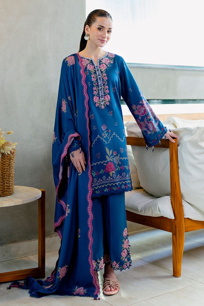 Cross Stitch | Cotton Satin 25 | INK BLOOM - is Blue dress from Cross Stitch - Ladies Clothes - Maria Faisal