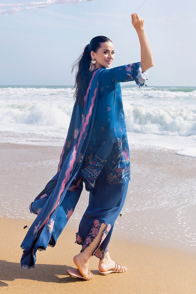 Cross Stitch | Cotton Satin 25 | INK BLOOM - is Blue dress from Cross Stitch - Ladies Clothes - Maria Faisal