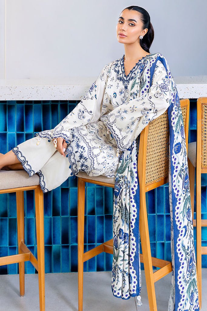 Cross Stitch | Cotton Satin 25 | IVORY ORCHID - is White dress from Cross Stitch - Ladies Clothes - Maria Faisal