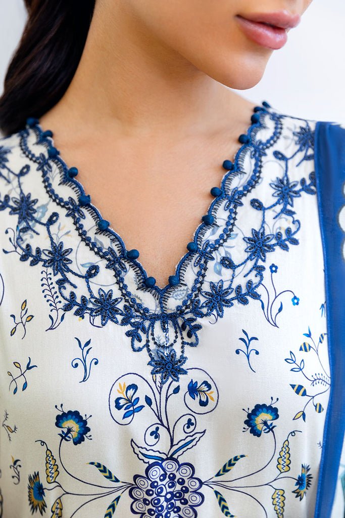 Cross Stitch | Cotton Satin 25 | IVORY ORCHID - is White dress from Cross Stitch - Ladies Clothes - Maria Faisal