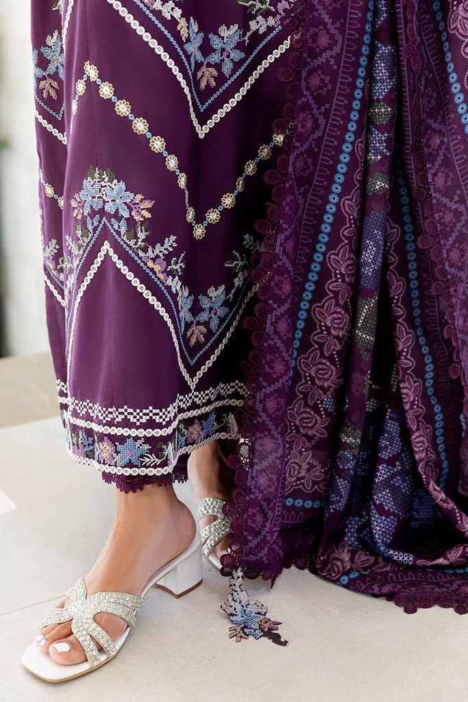 Cross Stitch | Cotton Satin 25 | MYSTIC DUST - is Dark Purple dress from Cross Stitch - Ladies Clothes - Maria Faisal