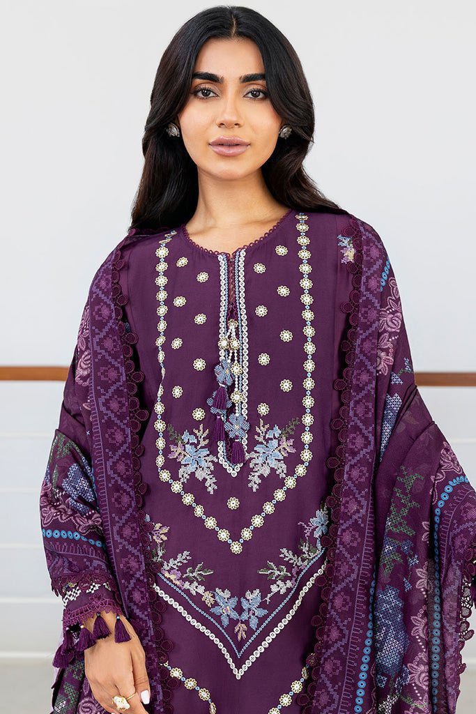 Cross Stitch | Cotton Satin 25 | MYSTIC DUST - is Dark Purple dress from Cross Stitch - Ladies Clothes - Maria Faisal