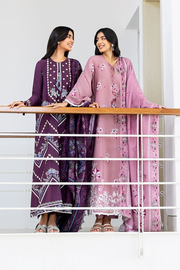 Cross Stitch | Cotton Satin 25 | MYSTIC DUST - is Dark Purple dress from Cross Stitch - Ladies Clothes - Maria Faisal