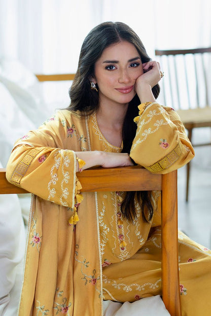 Cross Stitch | Cotton Satin 25 | ROSETTE BLISS - is Mustard Yellow dress from Cross Stitch - Ladies Clothes - Maria Faisal