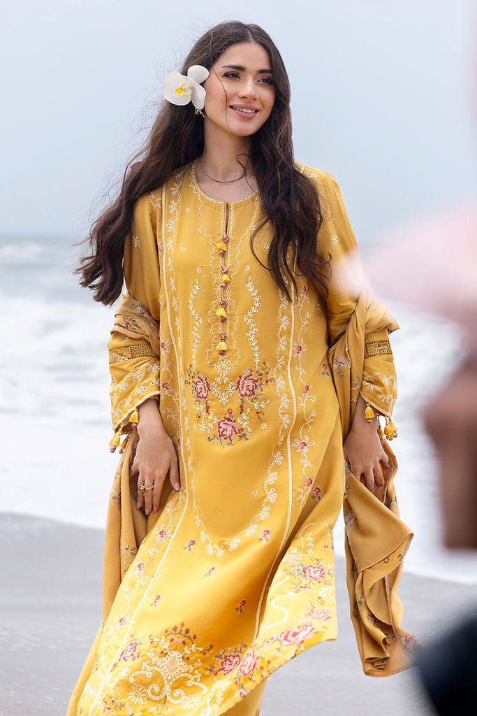 Cross Stitch | Cotton Satin 25 | ROSETTE BLISS - is Mustard Yellow dress from Cross Stitch - Ladies Clothes - Maria Faisal