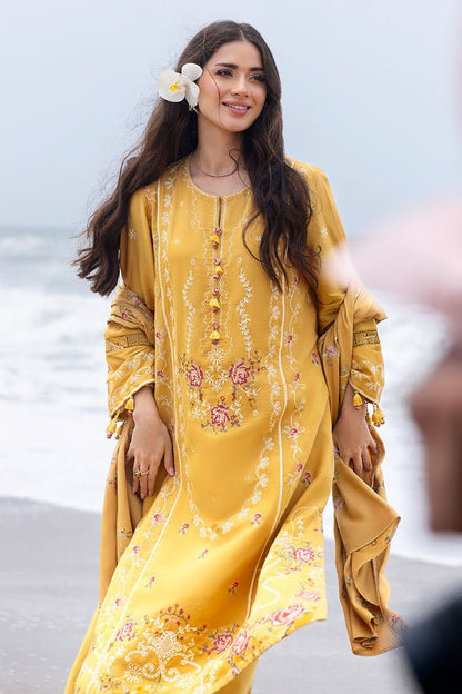 Cross Stitch | Cotton Satin 25 | ROSETTE BLISS - is Mustard Yellow dress from Cross Stitch - Ladies Clothes - Maria Faisal