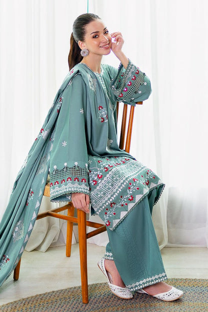 Cross Stitch | Cotton Satin 25 | SAGE LOOM - is Jade Green dress from Cross Stitch - Ladies Clothes - Maria Faisal