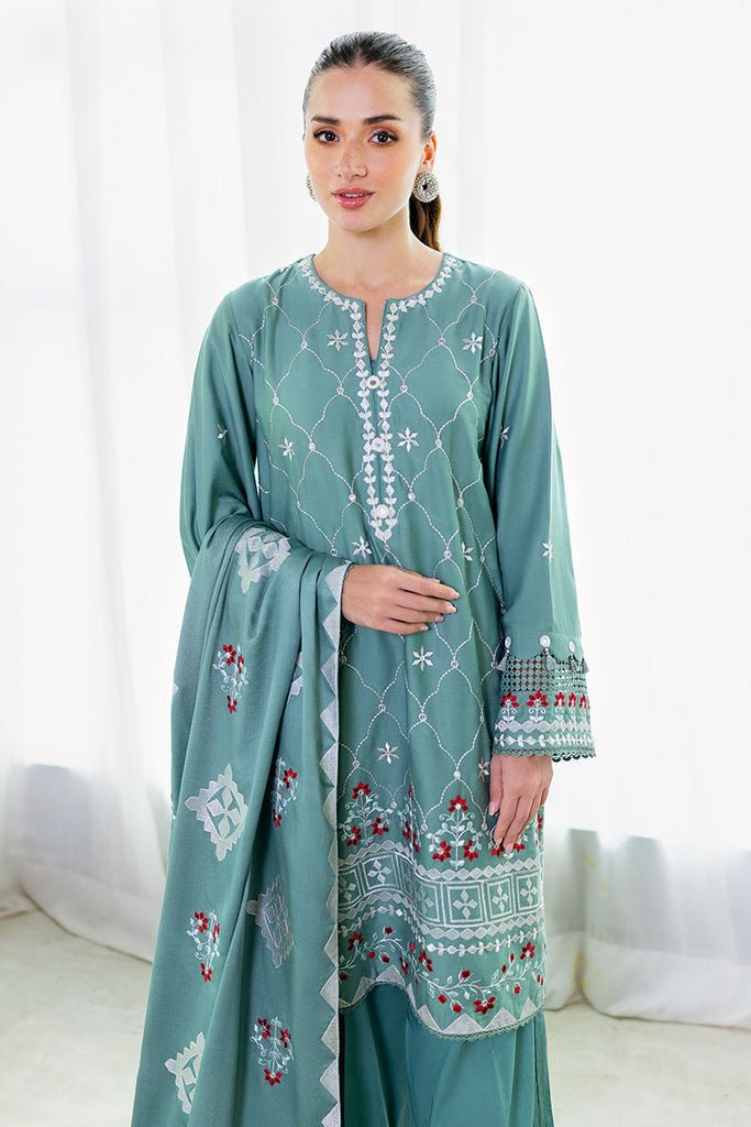 Cross Stitch | Cotton Satin 25 | SAGE LOOM - is Jade Green dress from Cross Stitch - Ladies Clothes - Maria Faisal