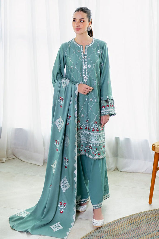 Cross Stitch | Cotton Satin 25 | SAGE LOOM - is Jade Green dress from Cross Stitch - Ladies Clothes - Maria Faisal