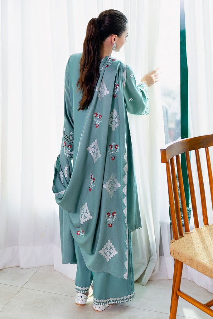 Cross Stitch | Cotton Satin 25 | SAGE LOOM - is Jade Green dress from Cross Stitch - Ladies Clothes - Maria Faisal
