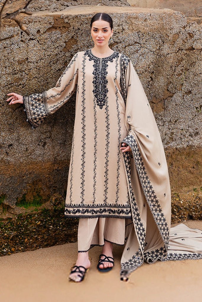 Cross Stitch | Cotton Satin 25 | WOVEN GRACE - is Pale Brown dress from Cross Stitch - Ladies Clothes - Maria Faisal