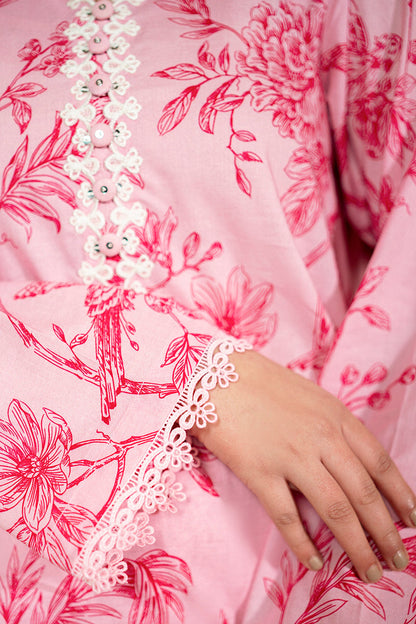 Cross Stitch | Daily Lawn 24 | SHADED PINK-3 PIECE LAWN SUIT - Ladies Clothes - Maria Faisal