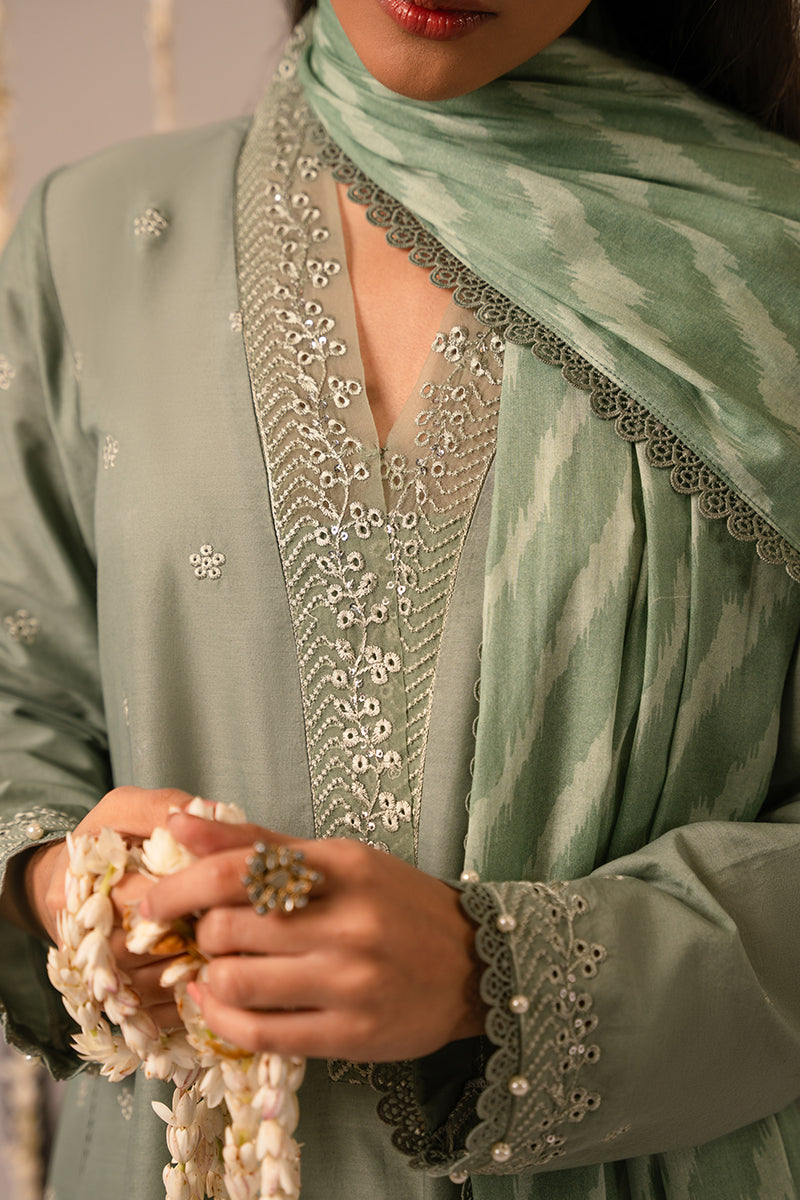 Cross Stitch | Mahiri Embroidered Collection 24 | Sage Green - Ladies Clothes - Maria Faisal