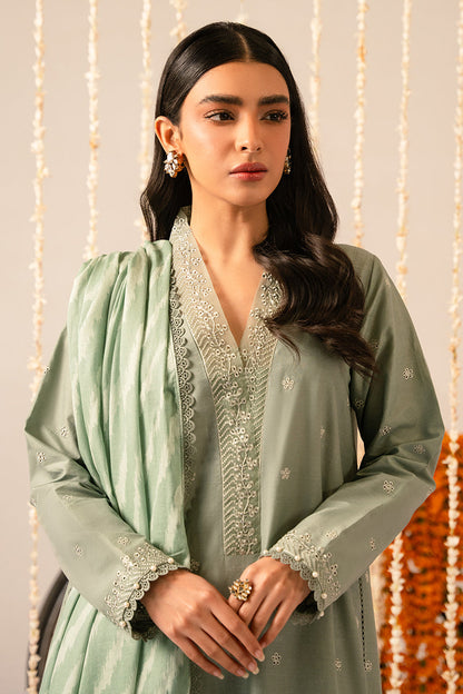 Cross Stitch | Mahiri Embroidered Collection 24 | Sage Green - Ladies Clothes - Maria Faisal