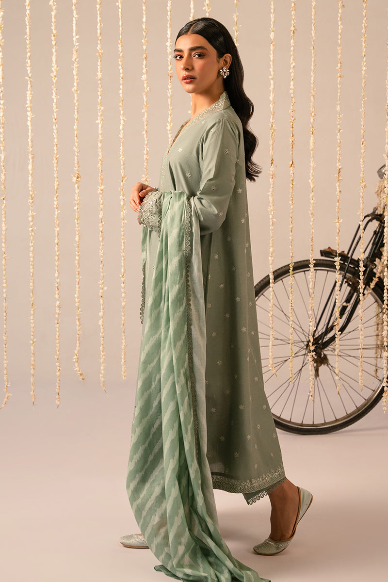 Cross Stitch | Mahiri Embroidered Collection 24 | Sage Green - Ladies Clothes - Maria Faisal