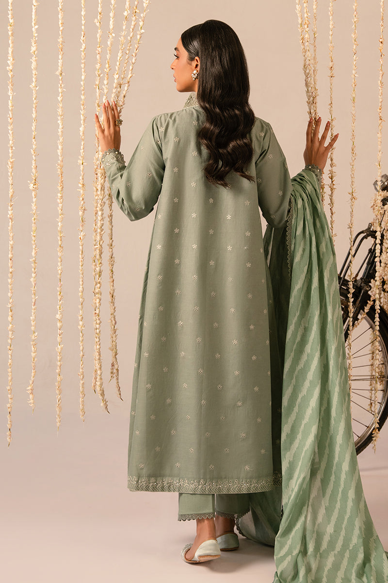 Cross Stitch | Mahiri Embroidered Collection 24 | Sage Green - Ladies Clothes - Maria Faisal