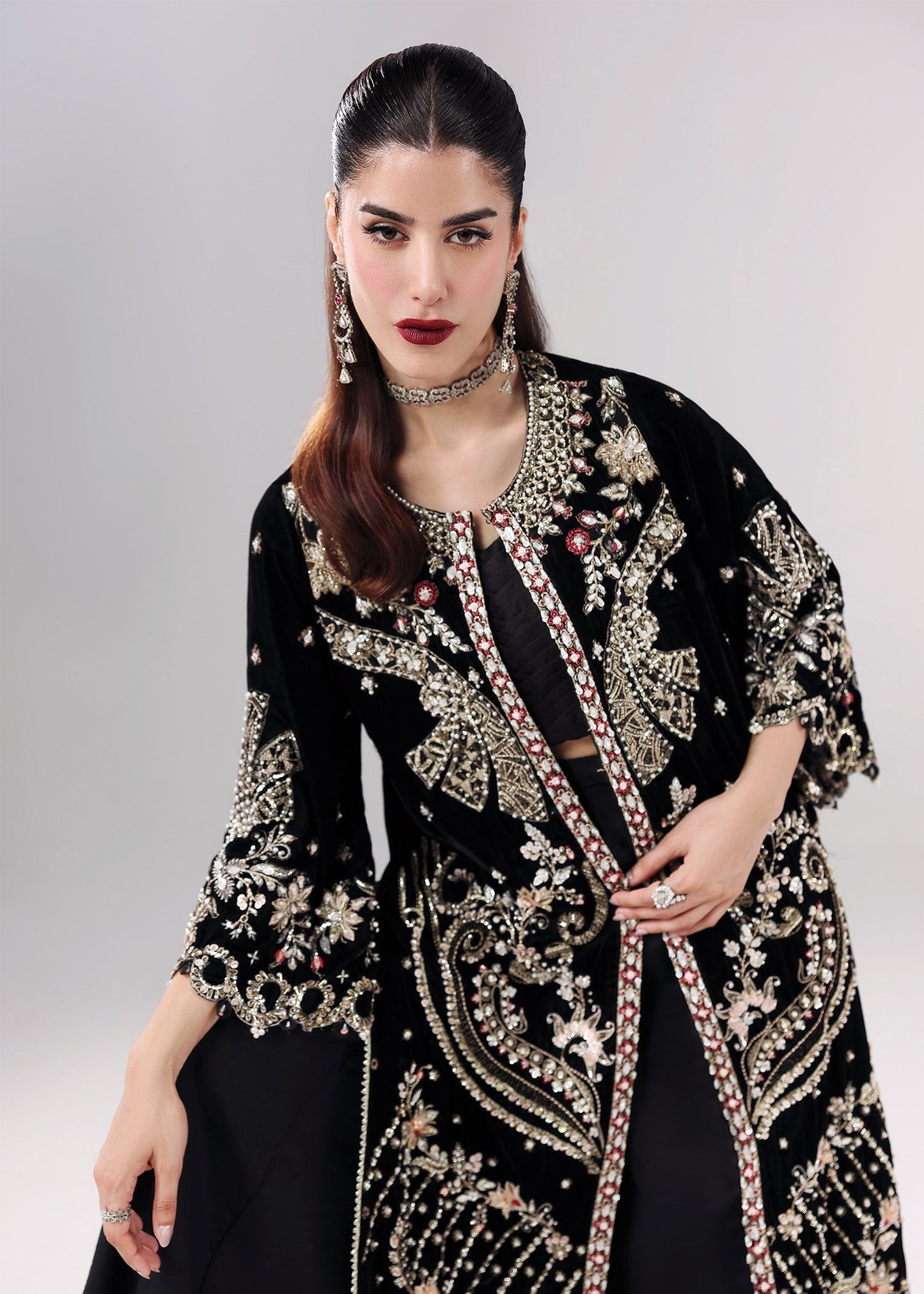 Sardinia | Lamore Luxury Handwork Edit 25 | Black Swan - Wedding Dress - available at Maria Faisal in UK and USA.