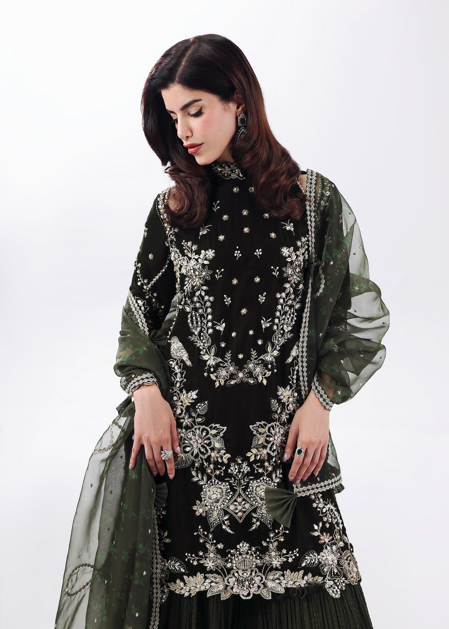 Sardinia | Lamore Luxury Handwork Edit 25 | Black Swan - Wedding Dress - available at Maria Faisal in UK and USA.